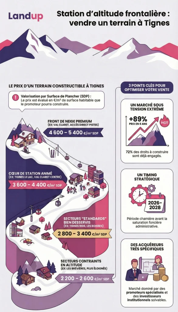 Analyse des prix du foncier et des terrains à Tignes - Landup